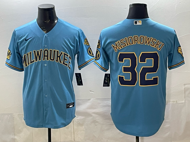 Men 2026 Milwaukee Brewers #32 Misiorowski blue Game Nike MLB Jersey 0403001->milwaukee brewers->MLB Jersey